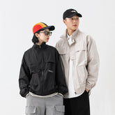 Unisex Jacket Stand Collar Workwear Jacket Loose Casual Jacket